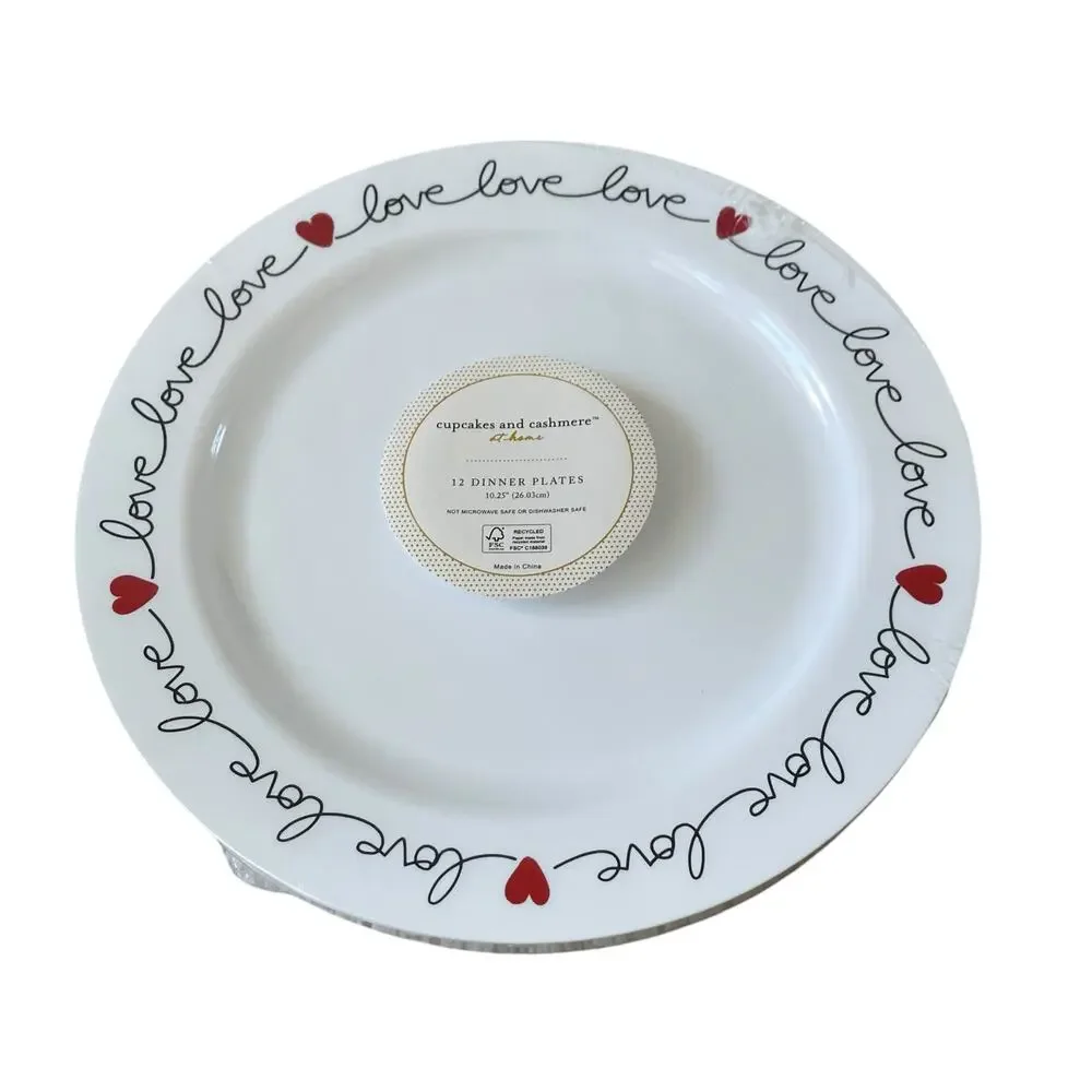 Cupcakes & Cashmere Red Hearts Love Border Disposable 10.25